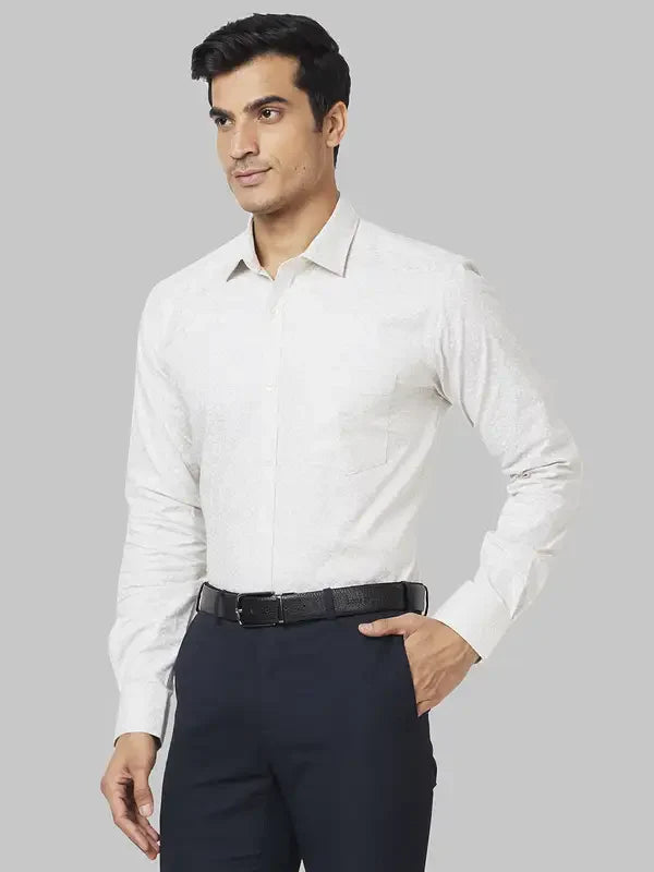 Park Avenue Men Grey Printed Slim Fit Cotton Formal Shirt