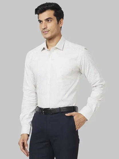 Park Avenue Men Grey Printed Slim Fit Cotton Formal Shirt