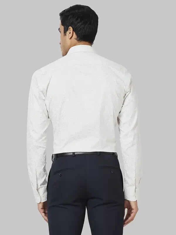 Park Avenue Men Grey Printed Slim Fit Cotton Formal Shirt