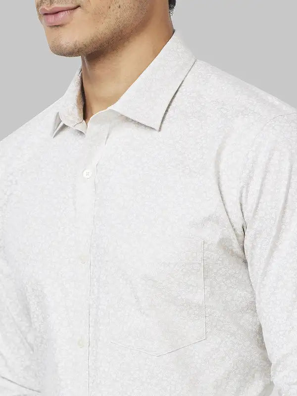 Park Avenue Men Grey Printed Slim Fit Cotton Formal Shirt