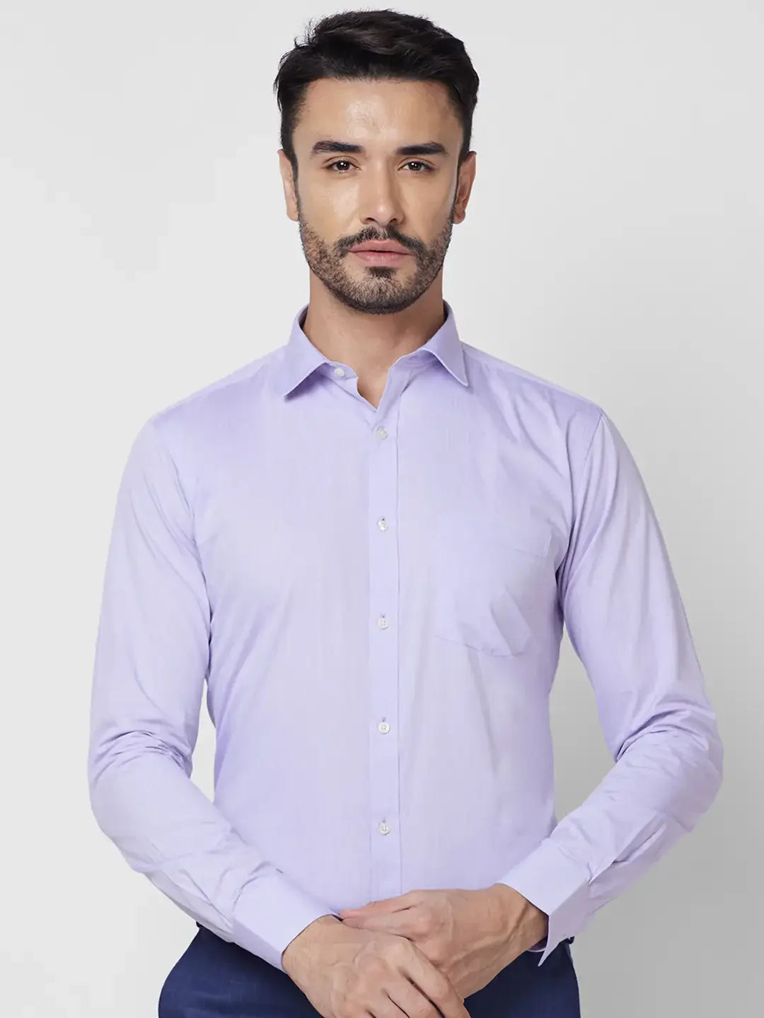 Park Avenue Men Purple Solid Slim Fit Cotton Formal Shirt
