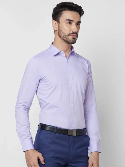 Park Avenue Men Purple Solid Slim Fit Cotton Formal Shirt