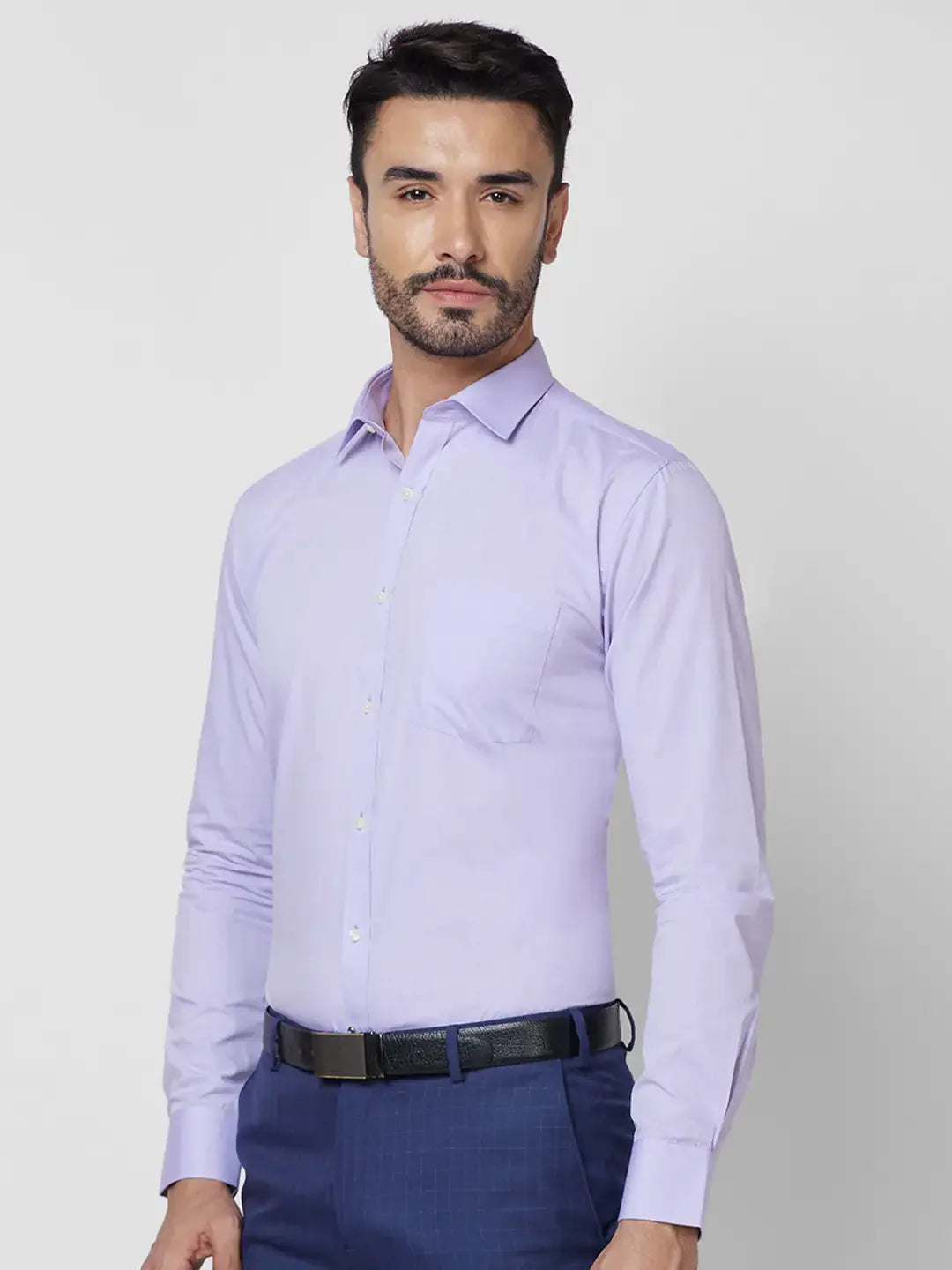 Park Avenue Men Purple Solid Slim Fit Cotton Formal Shirt