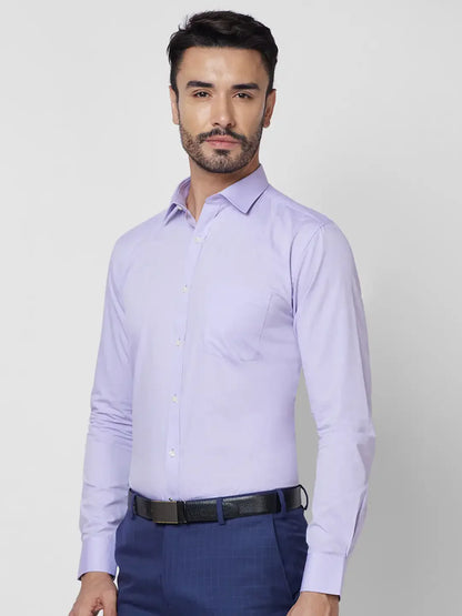 Park Avenue Men Purple Solid Slim Fit Cotton Formal Shirt