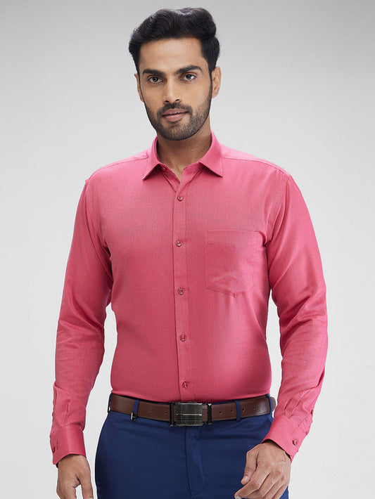 Park Avenue Maroon Structure Slim Fit Cotton Formal Shirt