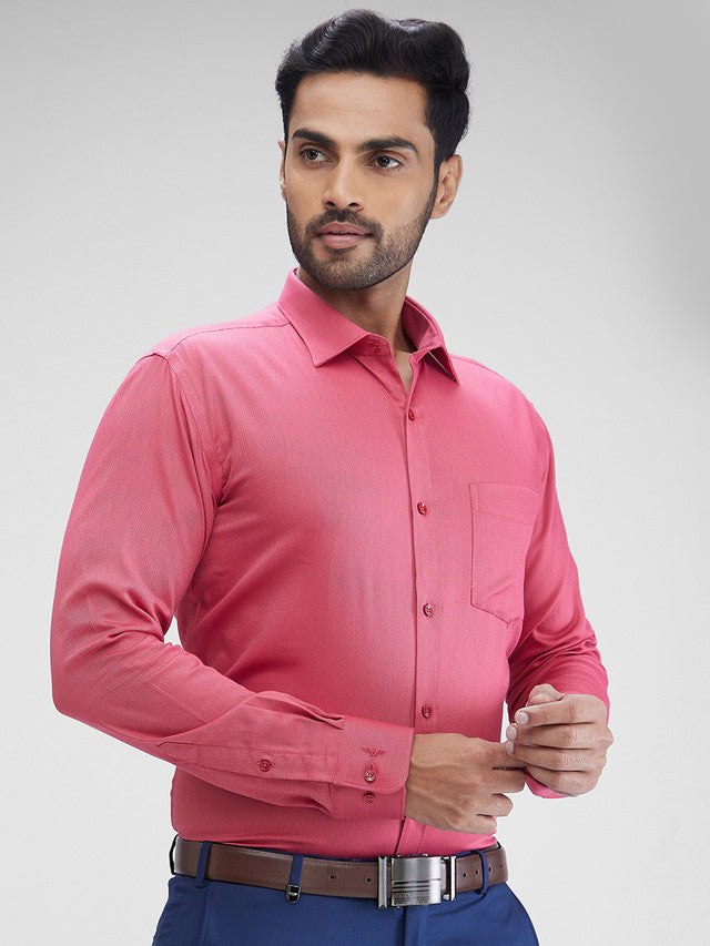 Park Avenue Maroon Structure Slim Fit Cotton Formal Shirt