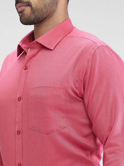 Park Avenue Maroon Structure Slim Fit Cotton Formal Shirt