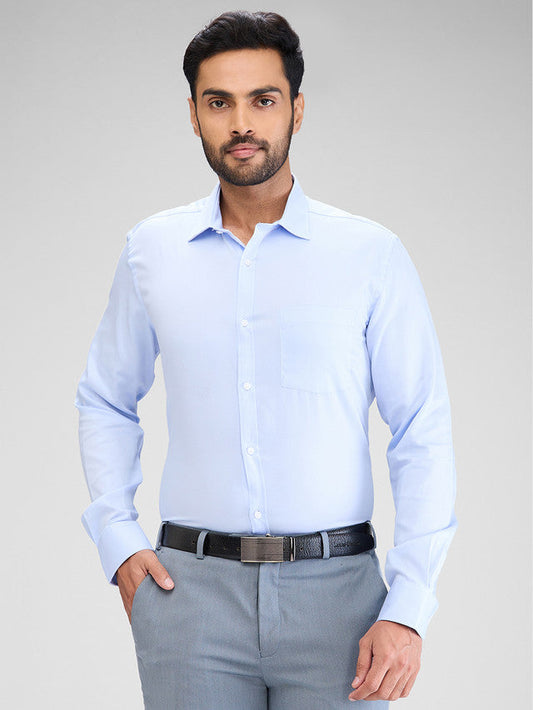 Park Avenue Blue Solid Slim Fit Cotton Formal Shirt