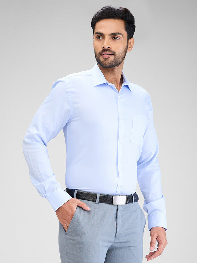 Park Avenue Blue Solid Slim Fit Cotton Formal Shirt