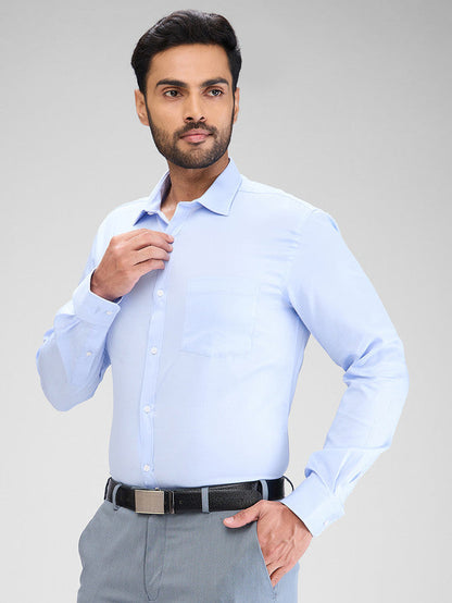 Park Avenue Blue Solid Slim Fit Cotton Formal Shirt