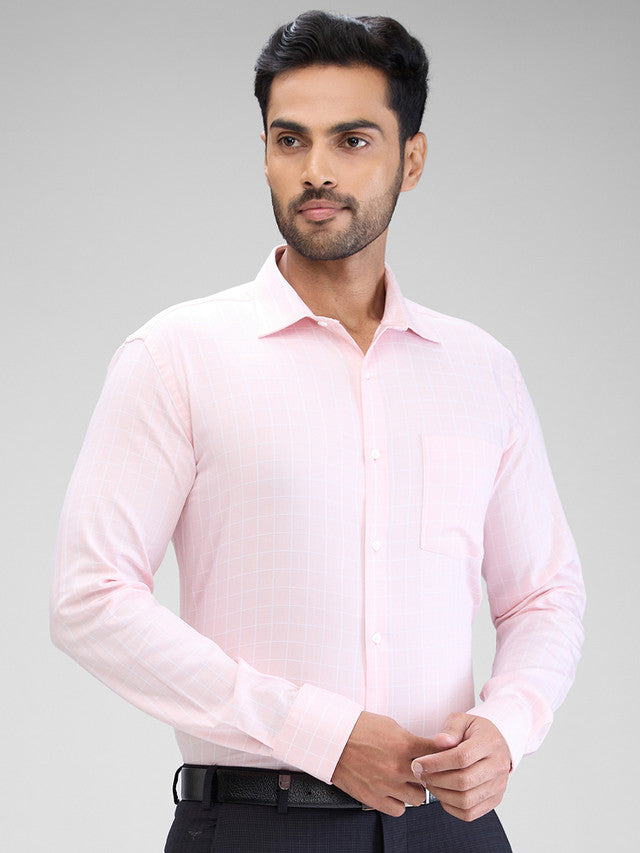 Park Avenue Men Pink Checks Slim Fit Cotton Formal Shirt