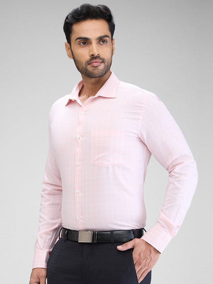 Park Avenue Men Pink Checks Slim Fit Cotton Formal Shirt