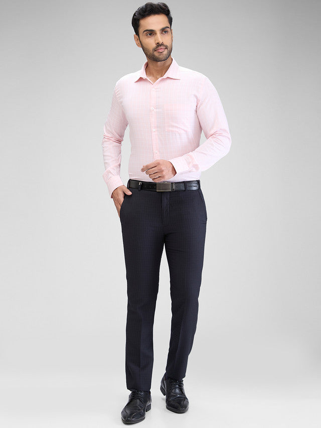 Park Avenue Men Pink Checks Slim Fit Cotton Formal Shirt
