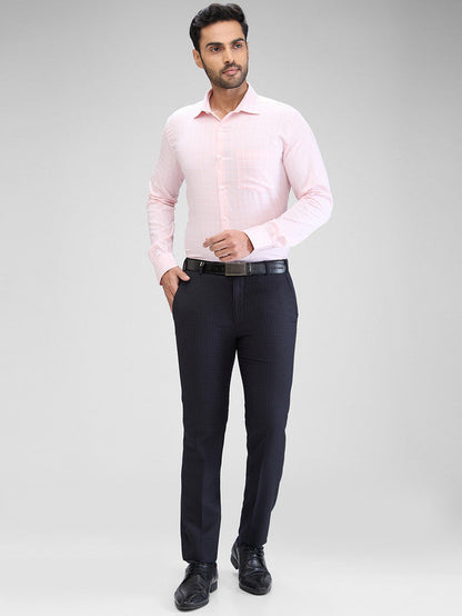 Park Avenue Men Pink Checks Slim Fit Cotton Formal Shirt