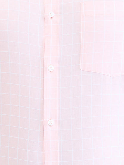Park Avenue Men Pink Checks Slim Fit Cotton Formal Shirt