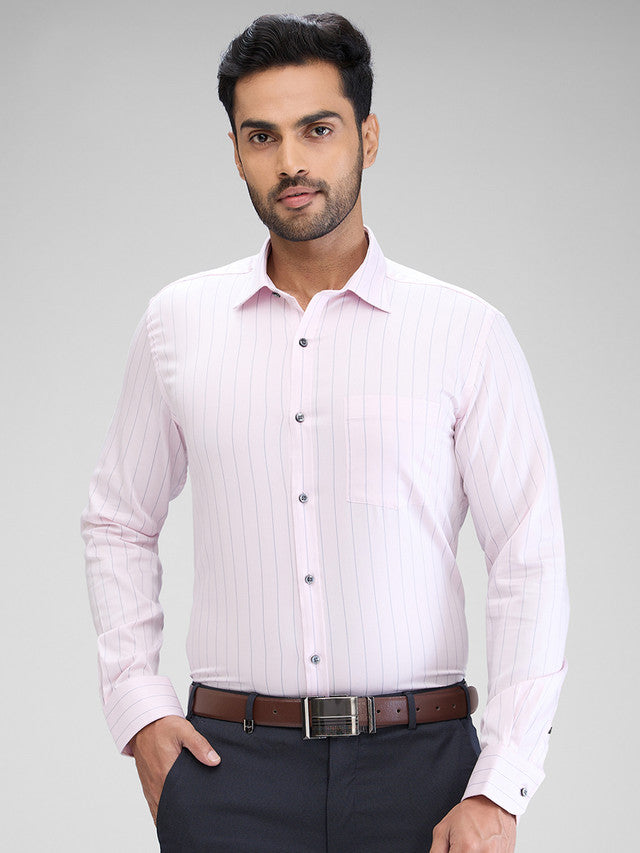 Park Avenue Men Pink Striped Slim Fit Cotton Formal Shirt