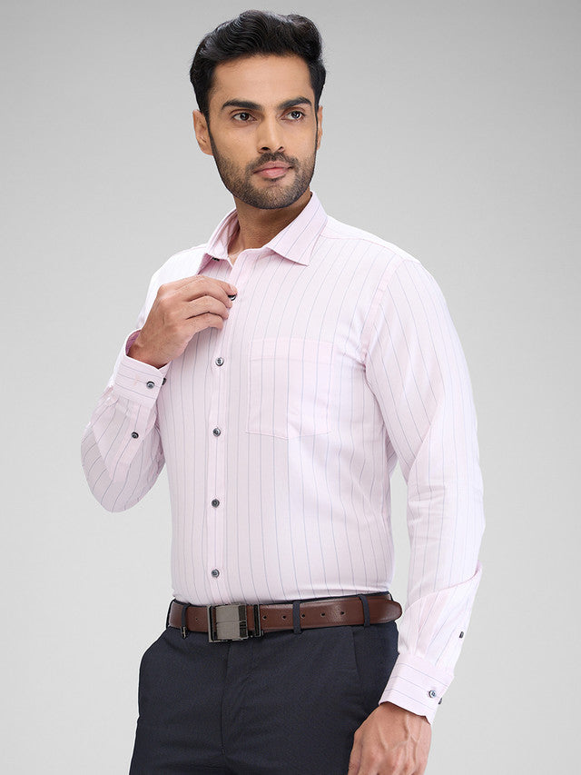 Park Avenue Men Pink Striped Slim Fit Cotton Formal Shirt