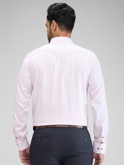 Park Avenue Men Pink Striped Slim Fit Cotton Formal Shirt