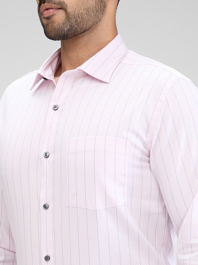 Park Avenue Men Pink Striped Slim Fit Cotton Formal Shirt