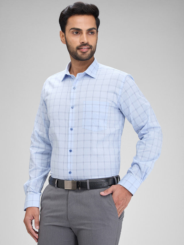 Park Avenue Blue Checks Slim Fit Full Sleeve Cotton Shirt