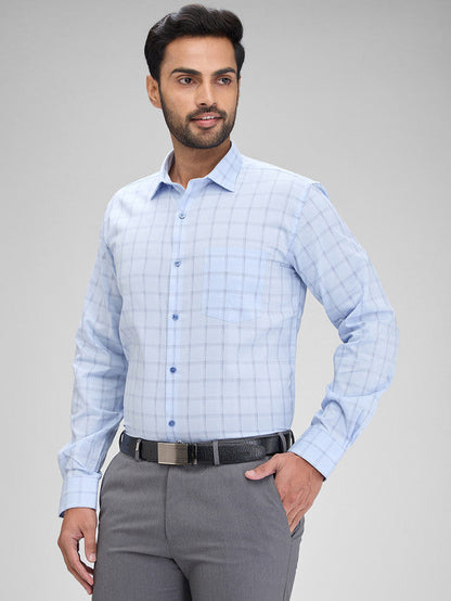 Park Avenue Blue Checks Slim Fit Full Sleeve Cotton Shirt