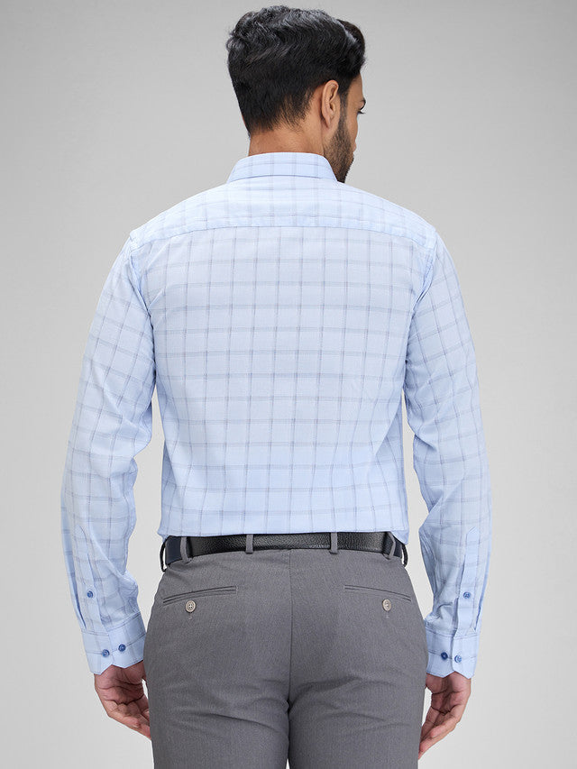 Park Avenue Blue Checks Slim Fit Full Sleeve Cotton Shirt