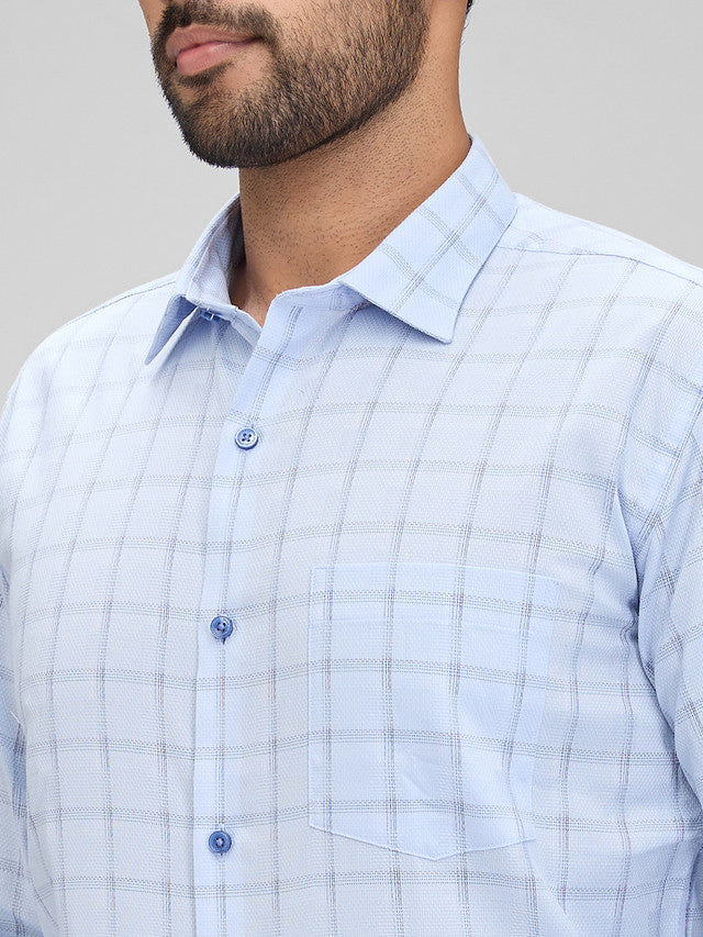 Park Avenue Blue Checks Slim Fit Full Sleeve Cotton Shirt