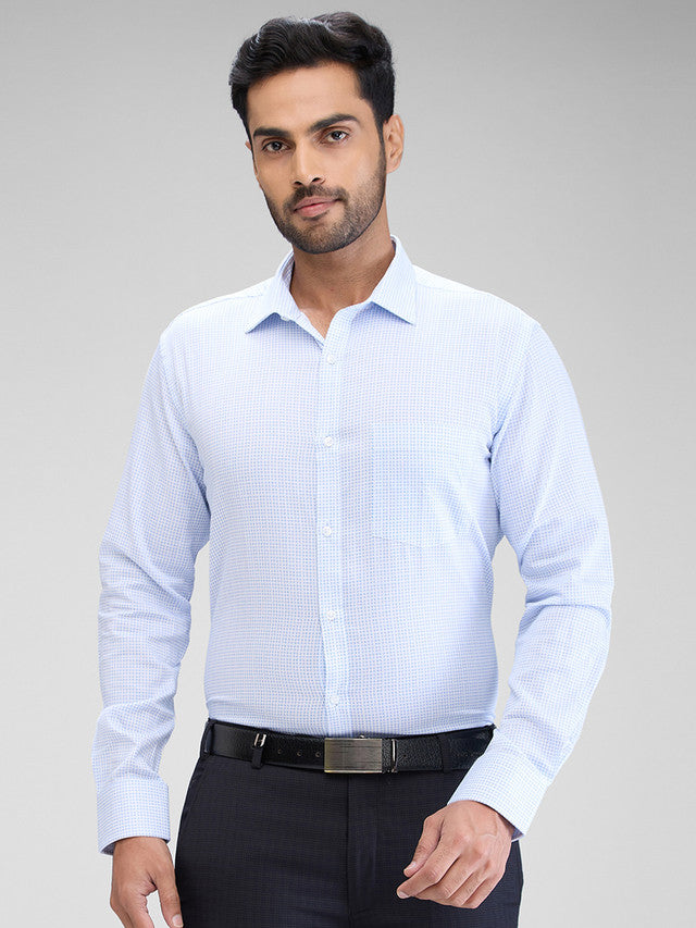 Park Avenue Blue Printed Slim Fit Cotton Formal Shirt