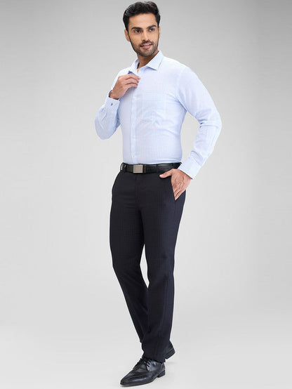 Park Avenue Blue Printed Slim Fit Cotton Formal Shirt