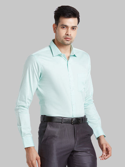 Park Avenue Blue Solid Slim Fit Cotton Formal Shirt