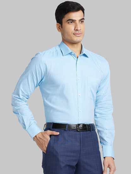 Park Avenue Blue Solid Slim Fit Cotton Formal Shirt
