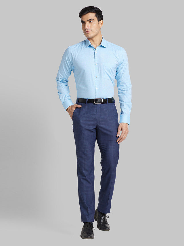 Park Avenue Blue Solid Slim Fit Cotton Formal Shirt