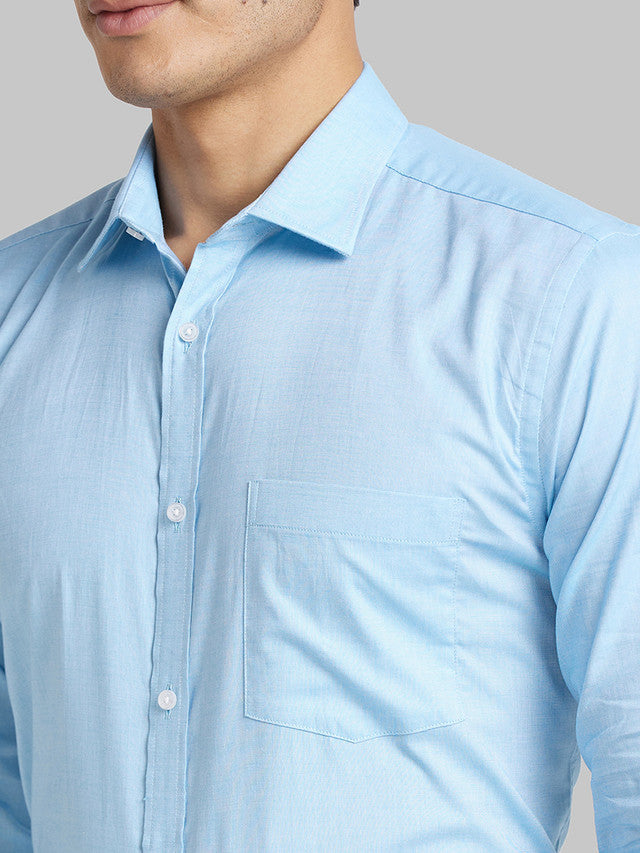 Park Avenue Blue Solid Slim Fit Cotton Formal Shirt