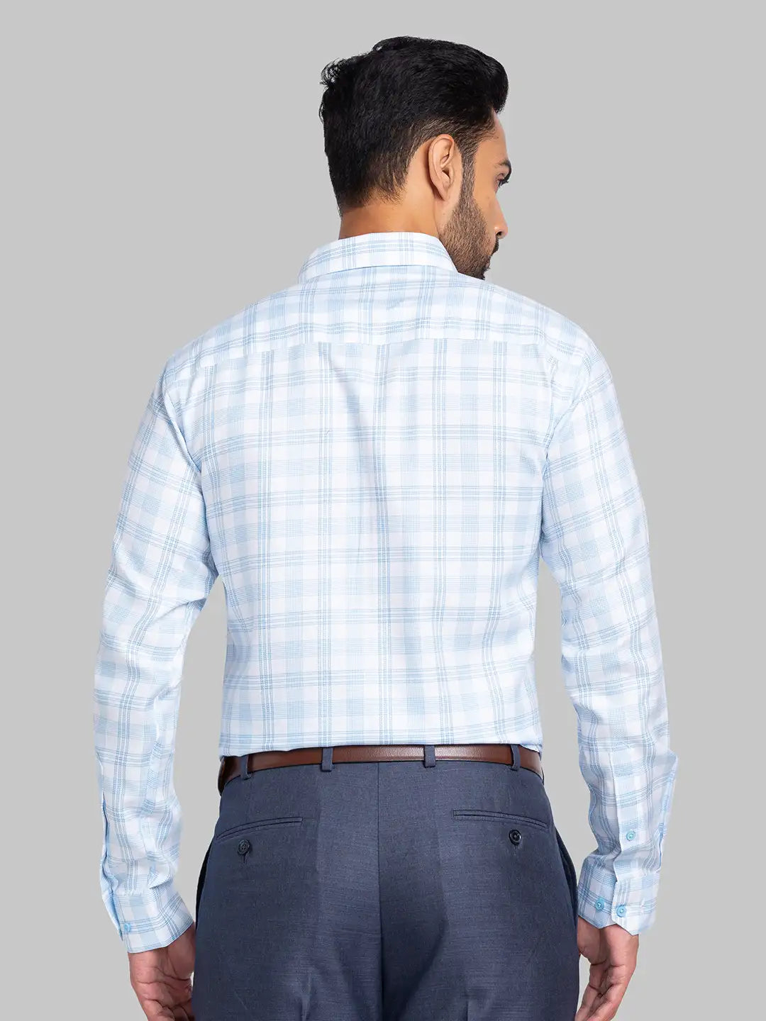 Men Blue Slim Fit Checks Cotton Shirts