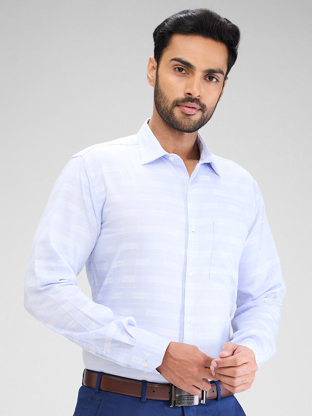 Park Avenue Blue Checks Slim Fit Cotton Formal Shirt