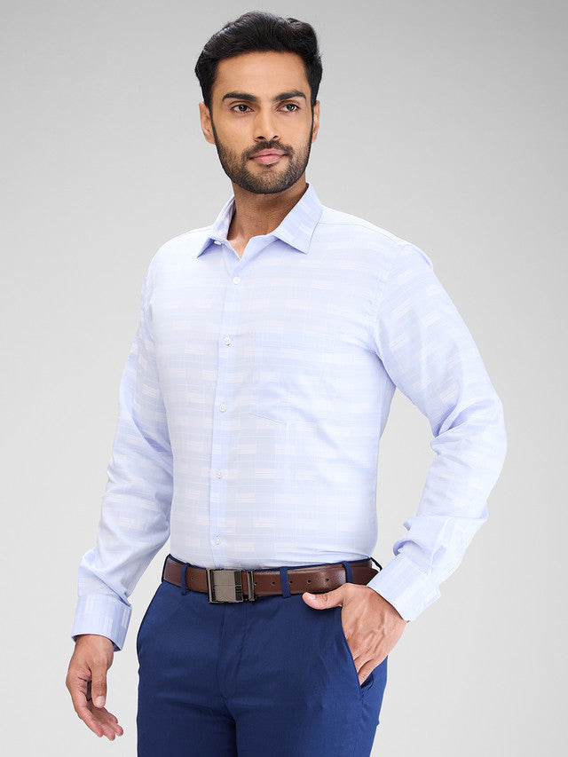 Park Avenue Blue Checks Slim Fit Cotton Formal Shirt
