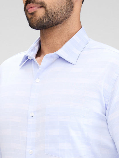 Park Avenue Blue Checks Slim Fit Cotton Formal Shirt