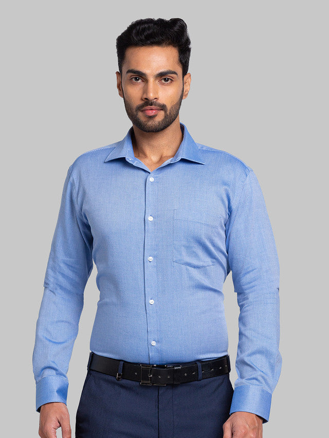 Park Avenue Blue Structure Slim Fit Cotton Formal Shirt