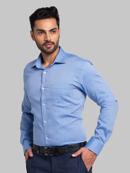 Park Avenue Blue Structure Slim Fit Cotton Formal Shirt