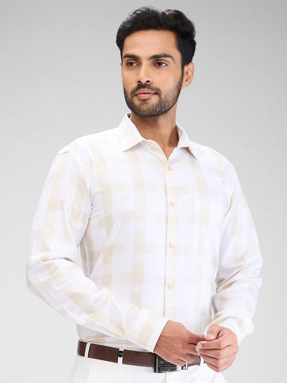 Park Avenue Men Brown Checks Slim Fit Cotton Formal Shirt