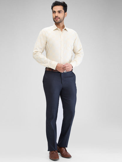 Park Avenue Men Brown Striped Slim Fit Cotton Formal Shirt