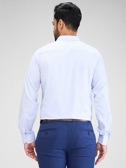 Park Avenue Blue Checks Slim Fit Cotton Formal Shirt