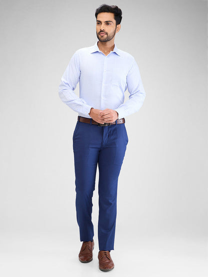 Park Avenue Blue Checks Slim Fit Cotton Formal Shirt