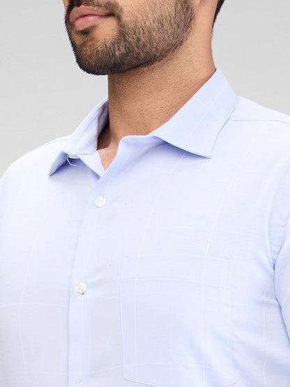 Park Avenue Blue Checks Slim Fit Cotton Formal Shirt