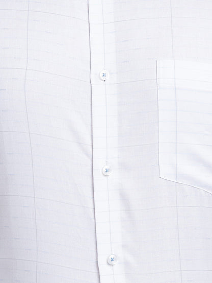 Park Avenue Men White Checkered Slim Fit Full Sleeve Ainsley Collar Shirt
