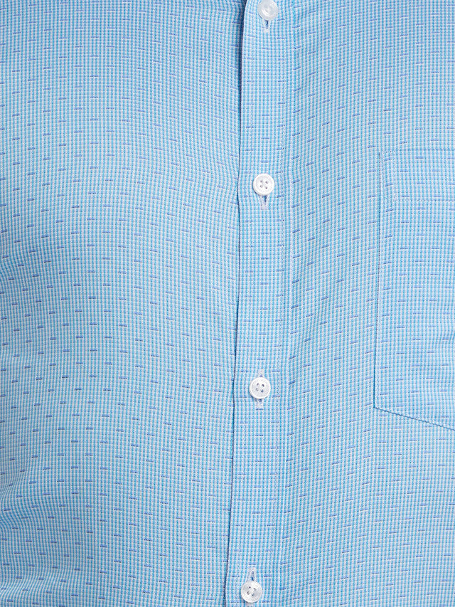 Park Avenue Men Blue Self Design Slim Fit Full Sleeve Semi Cut Away Collar Shirt