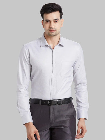 Park Avenue Men Grey Structure Slim Fit Cotton Shirt