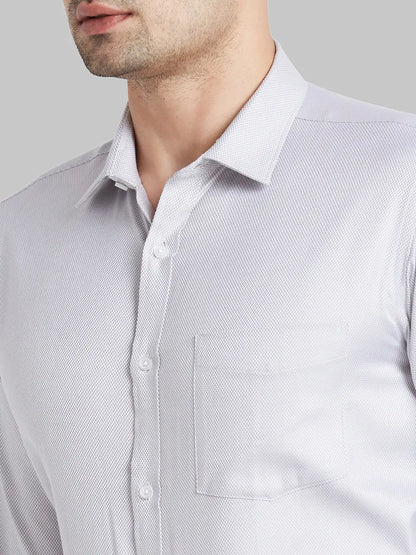 Park Avenue Men Grey Structure Slim Fit Cotton Shirt