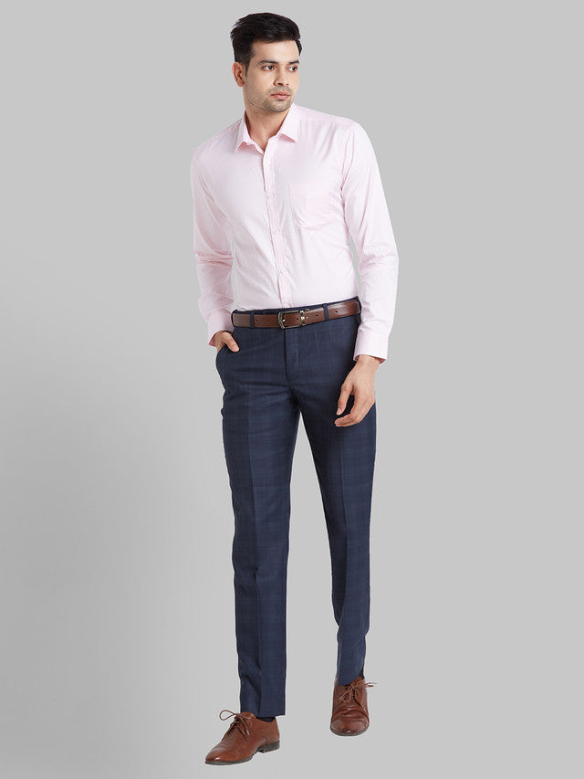 Park Avenue Men Pink Self Design Slim Fit Cotton Formal Shirt