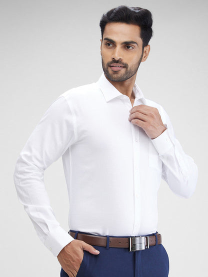 Park Avenue White Structure Slim Fit Cotton Formal Shirt
